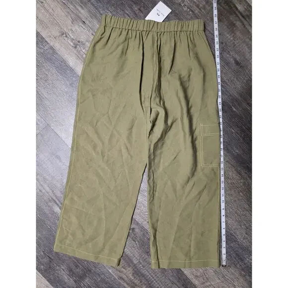 NWT PS Paul Smith Olive Green Lyocell Cropped Pull On Cargo Pants MSRP $295 - Picture 6 of 7